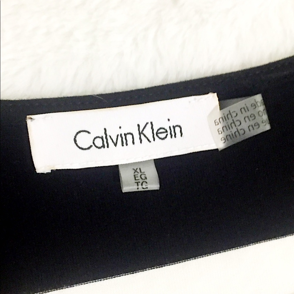 CK Black/White Striped Short Sleeve Split Tie Top - Picture 6 of 12